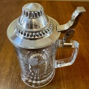 Dublin Crystal Beer Stein Mullingar Pewter Lid Ireland Claddagh Tankard